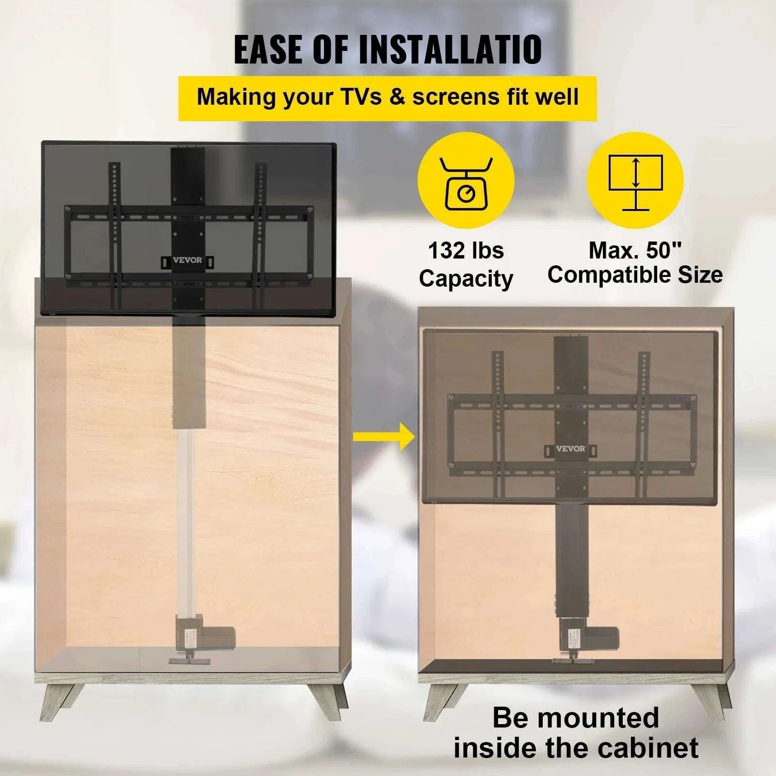 Motorized TV Lift Stand with Remote, Adjustable Height 42.3"–73.8"-20in 500mm Stroke / other / spain