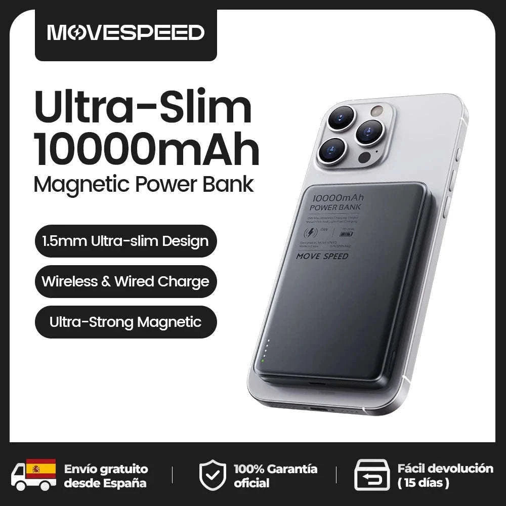 MOVESPEED S10 Magnetic 10000mAh Power Bank for Fast Charging-Gray / 10000mAh / spain