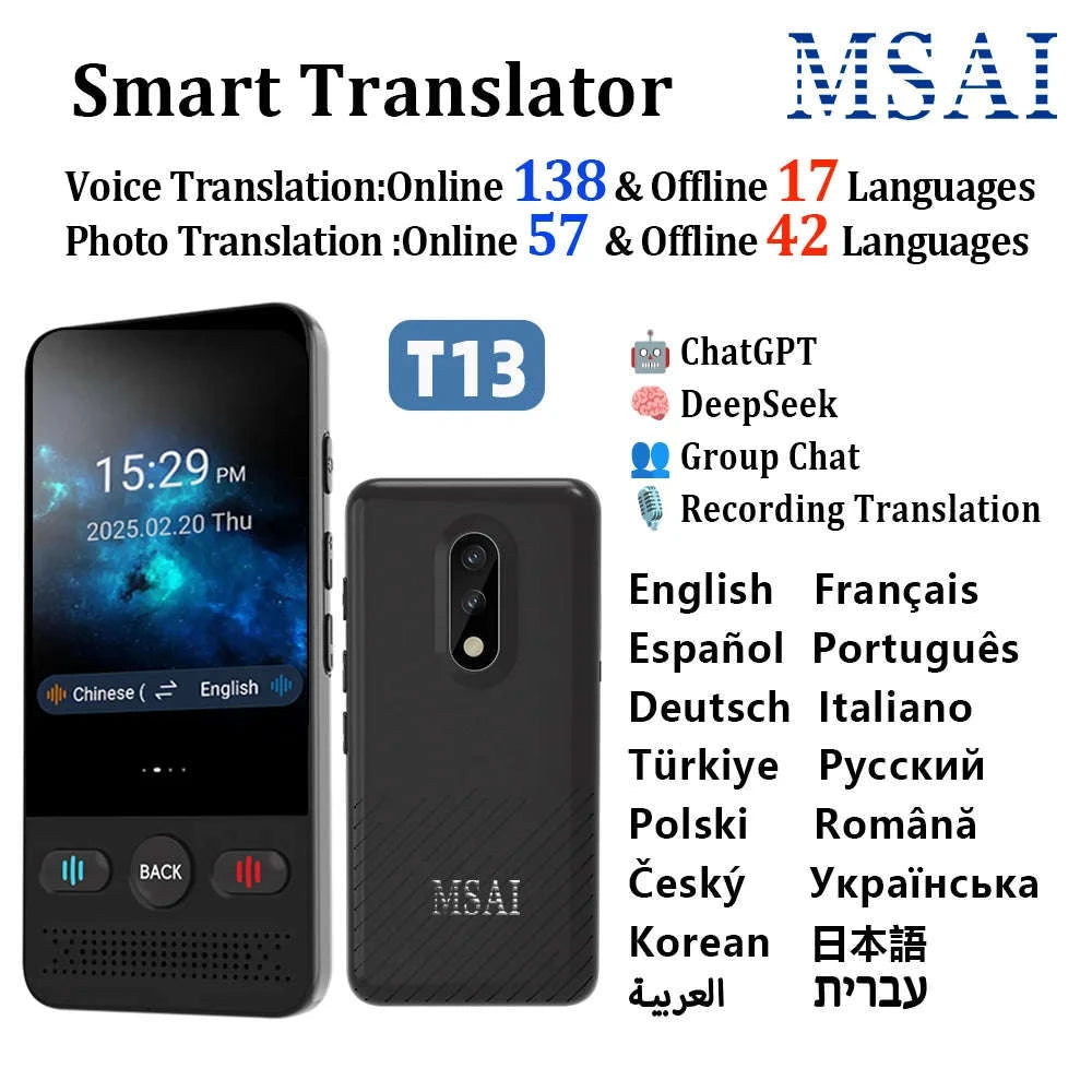 MSAI T13 AI Translator with 160-Language Support-T13
