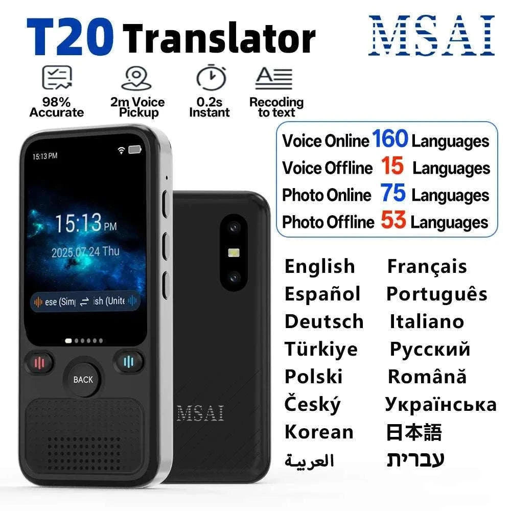 MSAI T20 160-Language Translator with Camera and Voice-T20