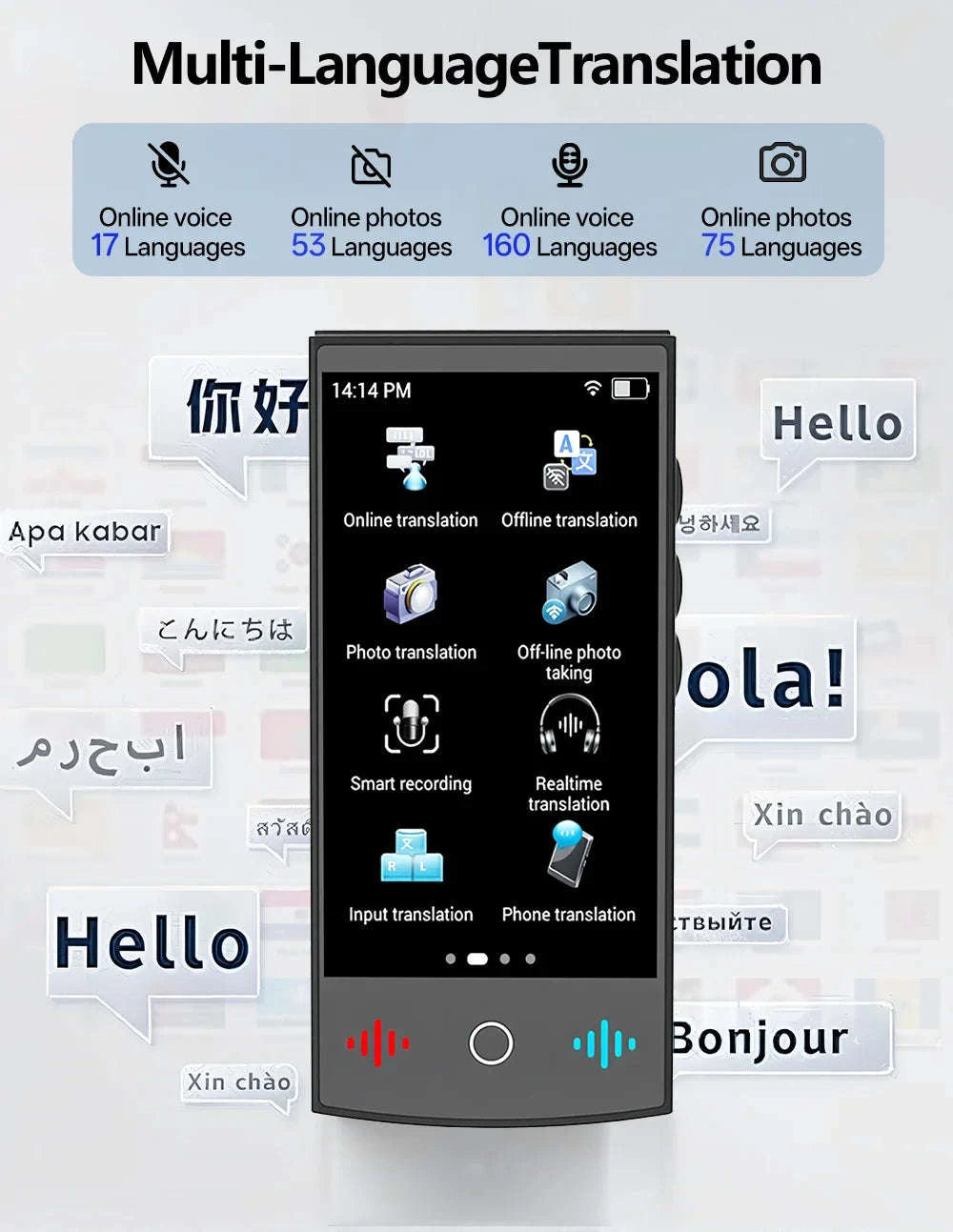 MSAI T26 160 Languages Voice Translator Online Photo 75 Languages Audio Translate 115 Offline Real Time Translation for Travel-T26
