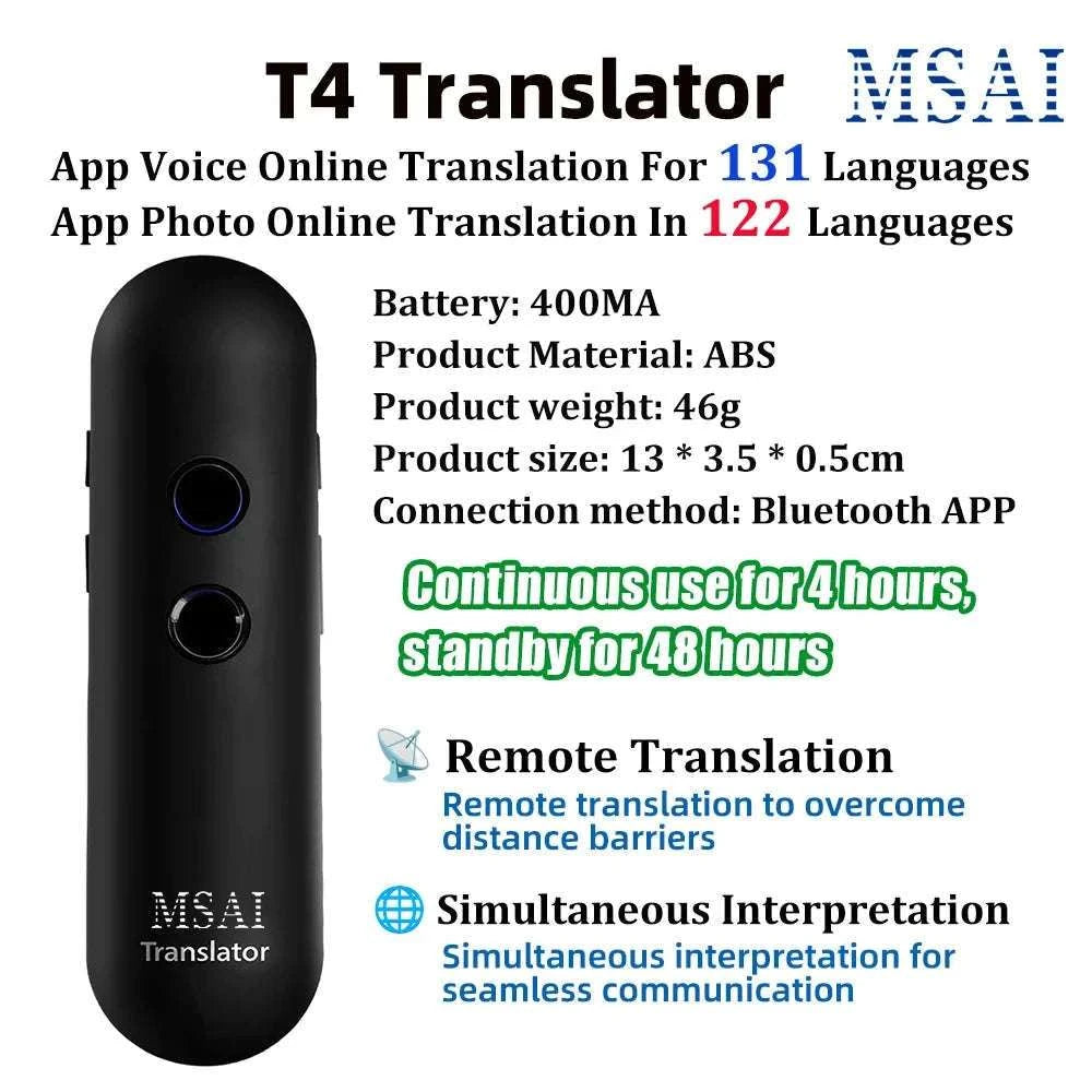 MSAI T4 Smart Voice Translator with 131 Languages-New T4 pro