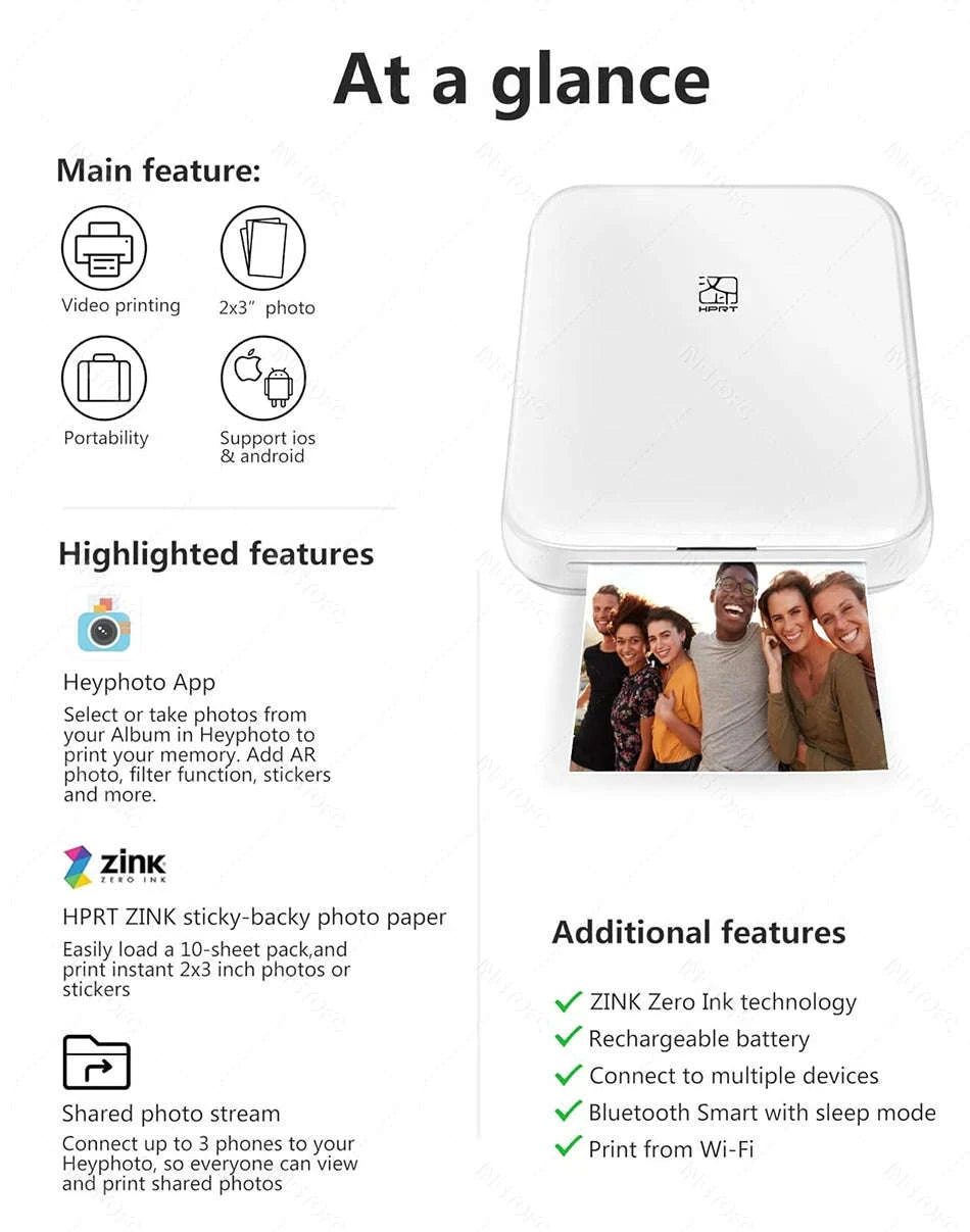 MT53 Pocket Photo Printer – Wireless Thermal Printer-Printer add 5pcs / Other