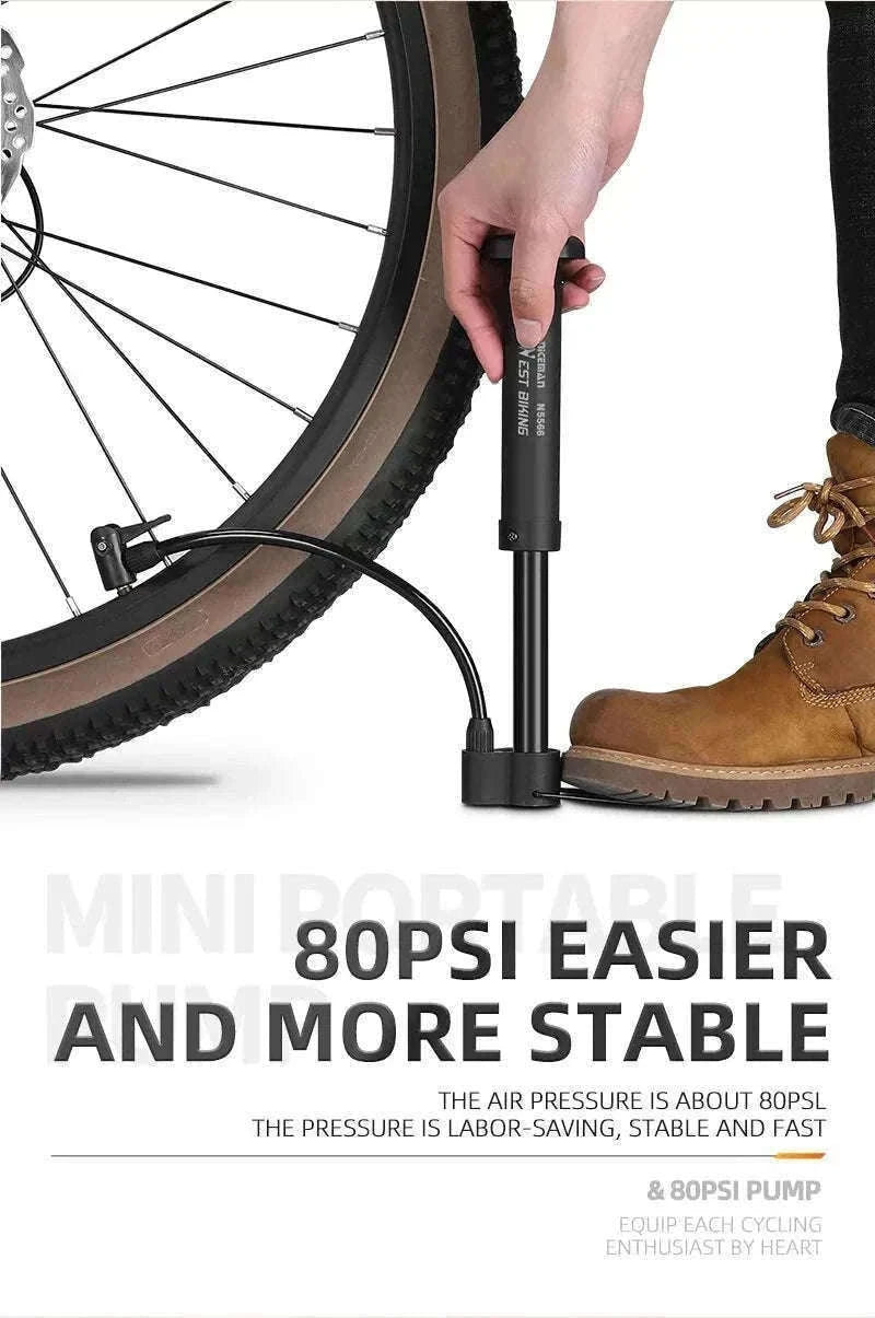 MTB Bicycle Pump 80 PSI Manual Floor Inflator-black