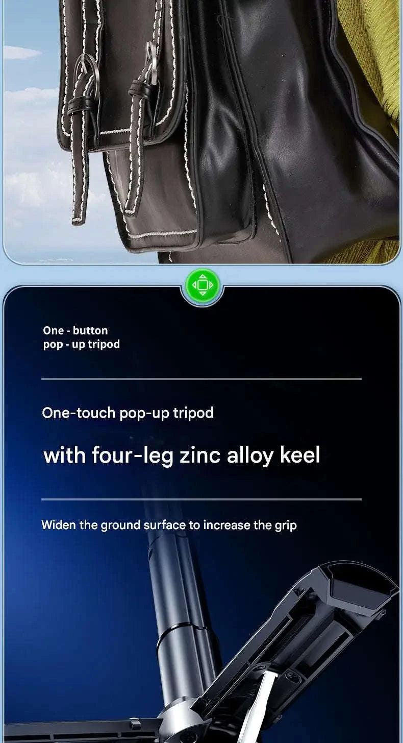 Multi‑Function Foldable Magnetic Phone Holder Tripod with Remote Control-White