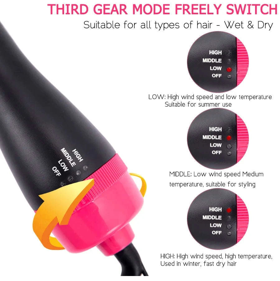 Multi-Function Hair Dryer Brush 4 in 1 Hot Air Styler-Black / AU Plug