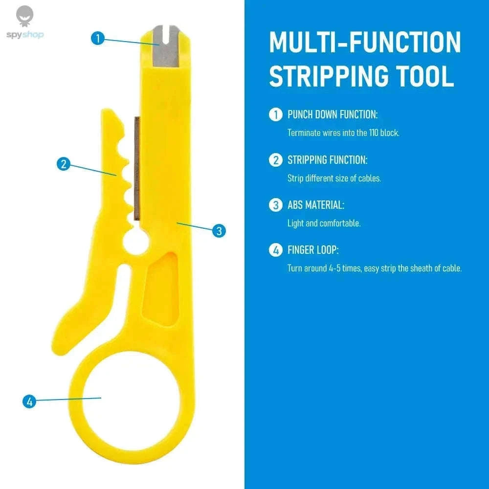 Multi-Function Wire Stripping Tool for Clean Cable Work-Yellow