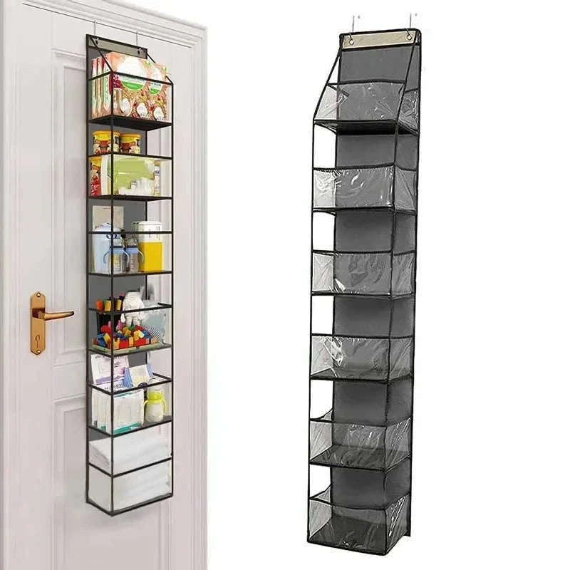 Multi‑Functional Fabric Hanging Bag for Door and Wall Storage-4 Layers-White