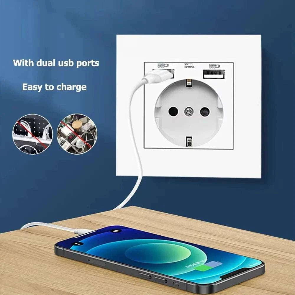 Multi‑Functional Home WiFi Control Socket with Dual USB Ports-Brown / 0GB