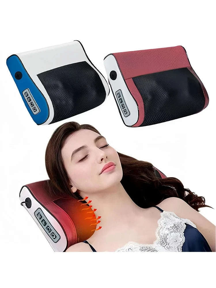 Multi Functional Neck and Shoulder Massager with Hot Compress Settings-Red / EU Plug