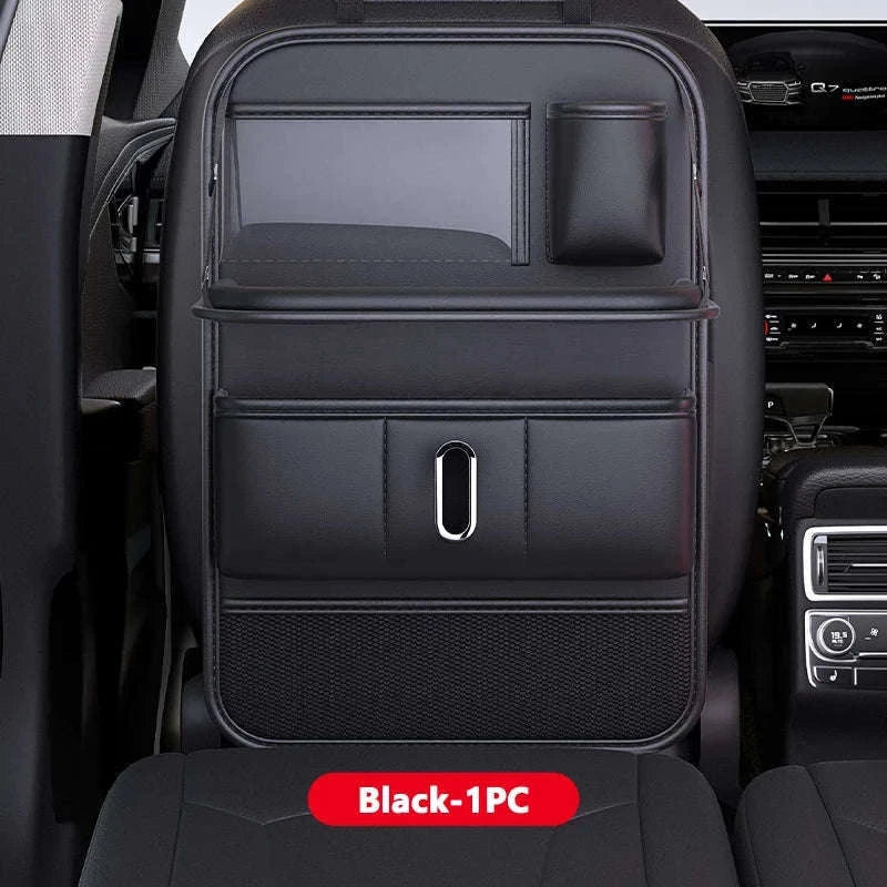 Multi-Pocket Car Seat Back Organizer with Foldable Tray-1 pc