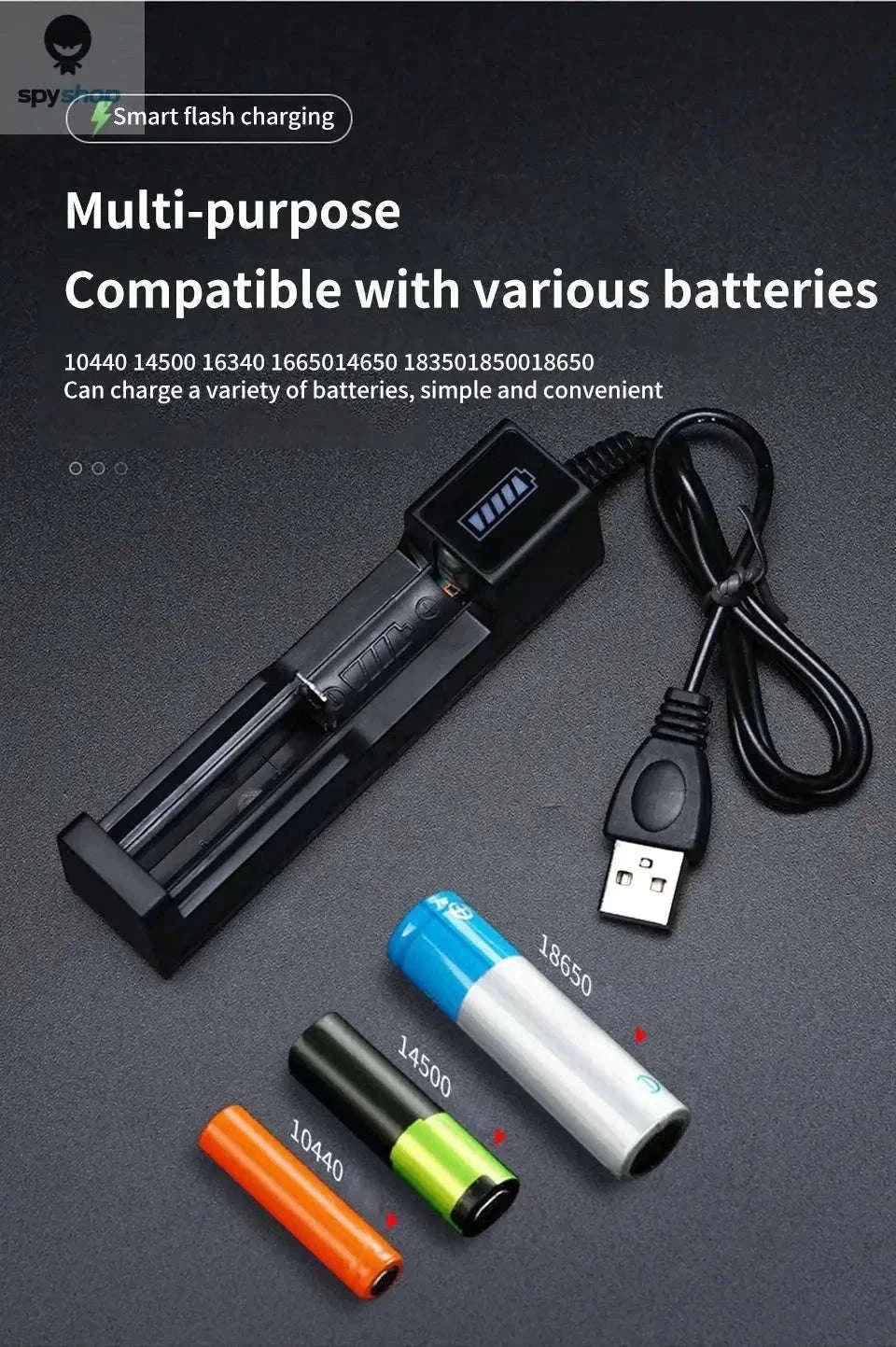 Multi-Slot USB 18650 Battery Charger for Lithium Cells-4 slots