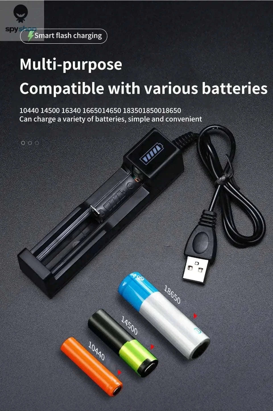Multi-Slot USB 18650 Battery Charger for Lithium Cells-4 slots