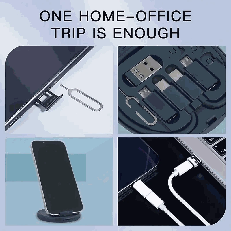 Multi USB Charging Adapter Cable Kit – 65W Fast Charging & Multi‑Device Connectivity-black