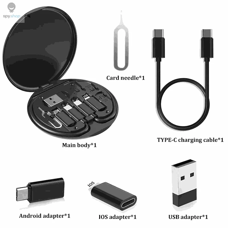 Multi USB Charging Adapter Cable Kit – 65W Fast Charging & Multi‑Device Connectivity-black