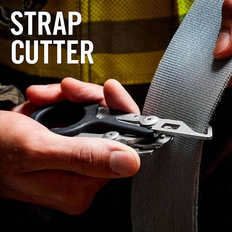 Multifunction Scissors Tactical Survival Tool with Belt Cutter-Orange