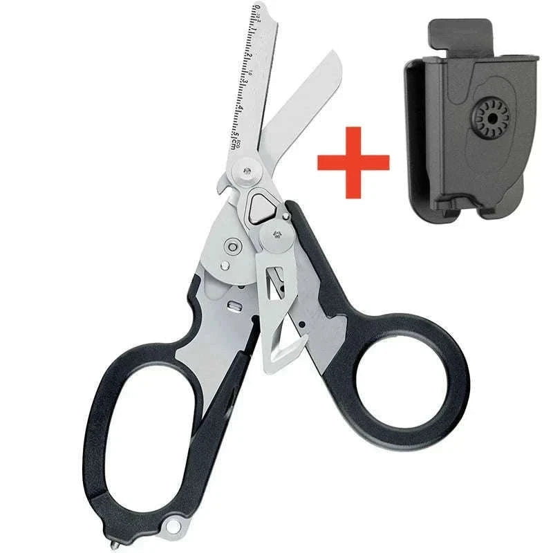 Multifunction Scissors Tactical Survival Tool with Belt Cutter-Orange