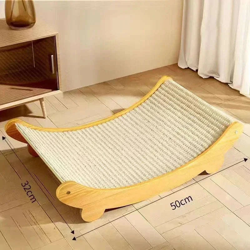 Multifunction Wooden Cat Scratcher & Bed-L