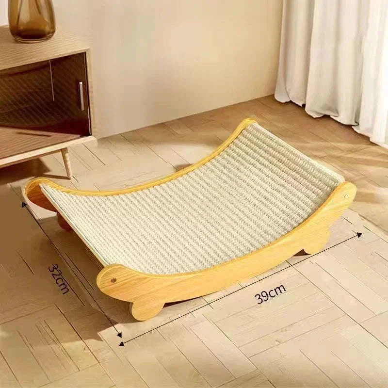 Multifunction Wooden Cat Scratcher & Bed-L
