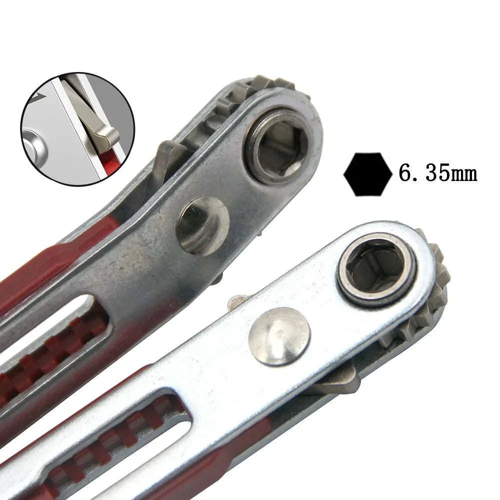 Multifunctional Bidirectional Ratchet Screwdriver Tool-6.35mm / Red elbow / 46g