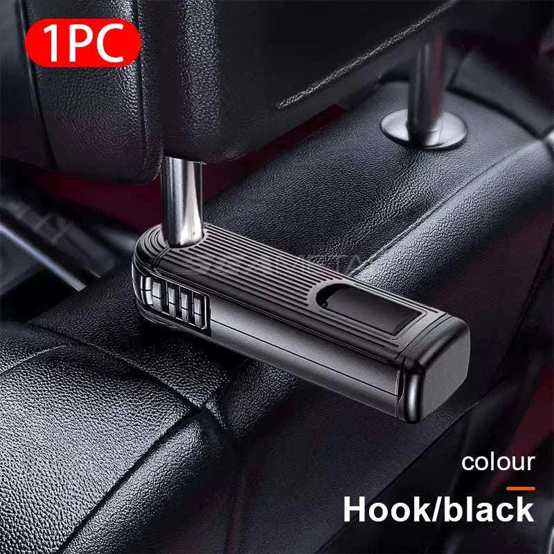 Multifunctional Car Headrest Hook and Phone Holder-Black