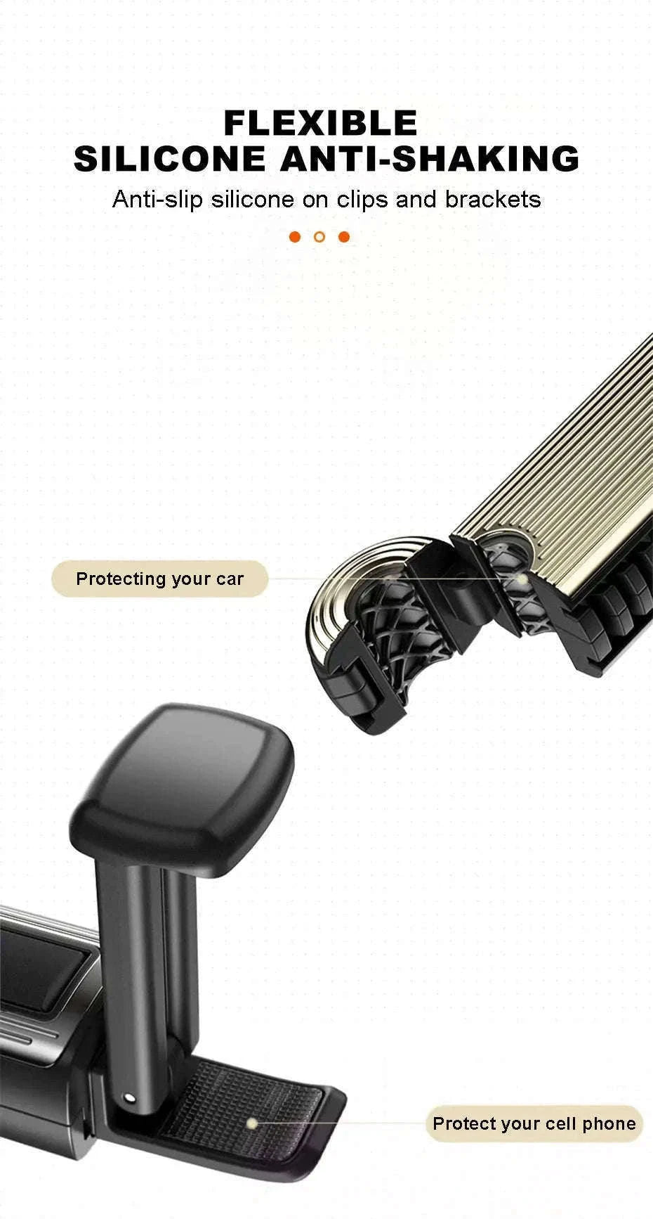 Multifunctional Car Headrest Hook and Phone Holder-Black