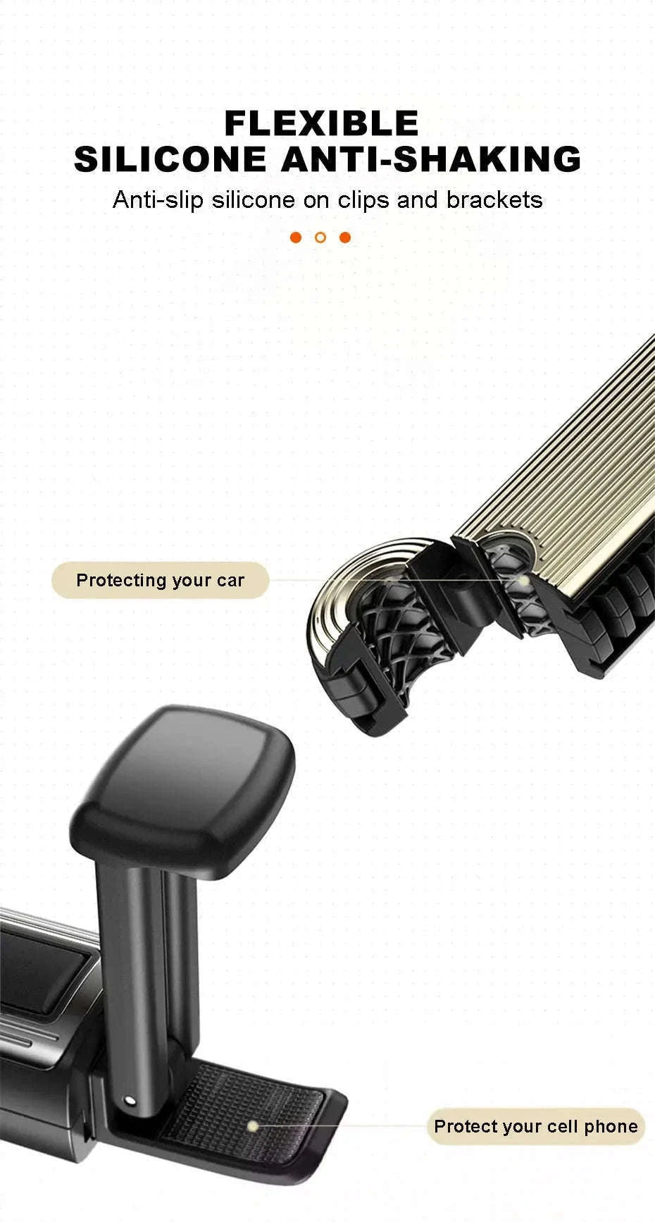 Multifunctional Car Headrest Hook and Phone Holder-Black