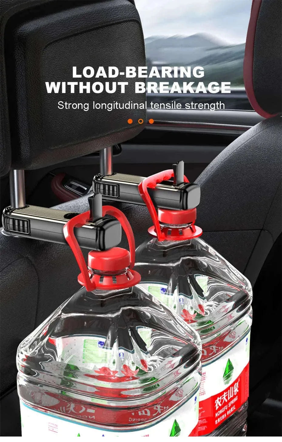 Multifunctional Car Headrest Hook and Phone Holder-Black