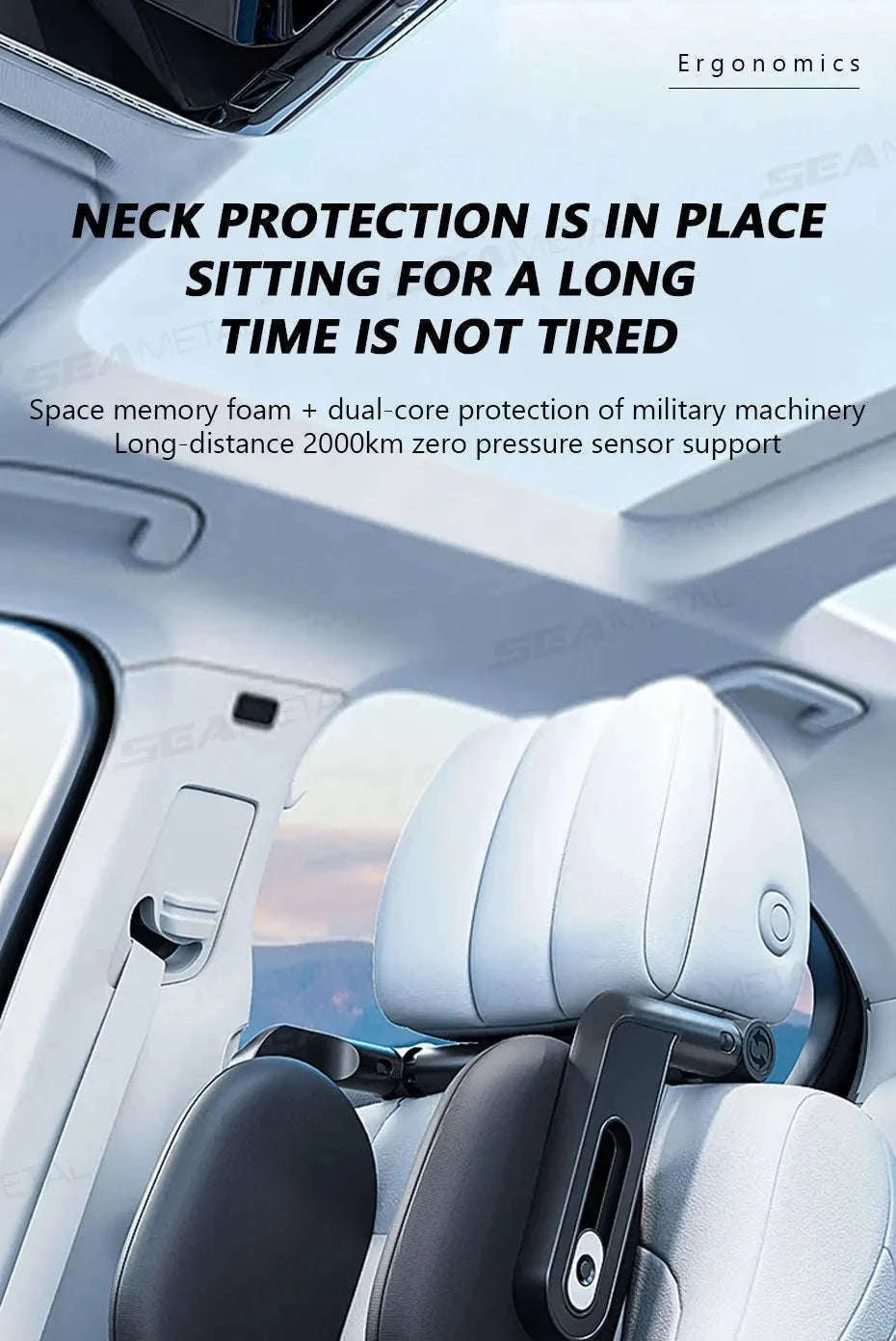 Multifunctional Car Headrest Memory Foam Neck Support Pillow-Black