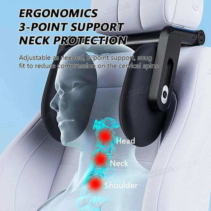 Multifunctional Car Headrest Memory Foam Neck Support Pillow-Black
