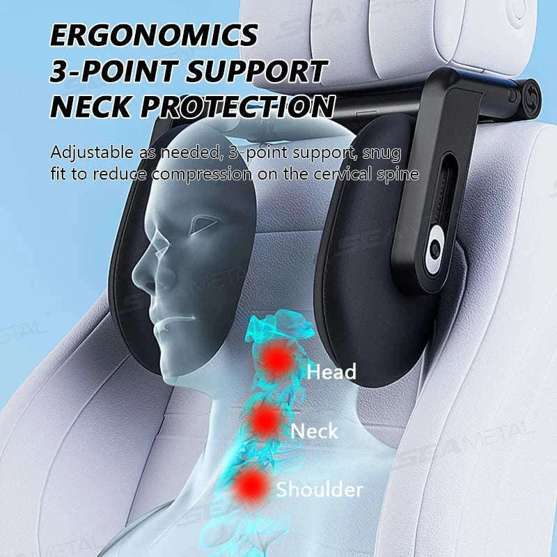 Multifunctional Car Headrest Memory Foam Neck Support Pillow-Black