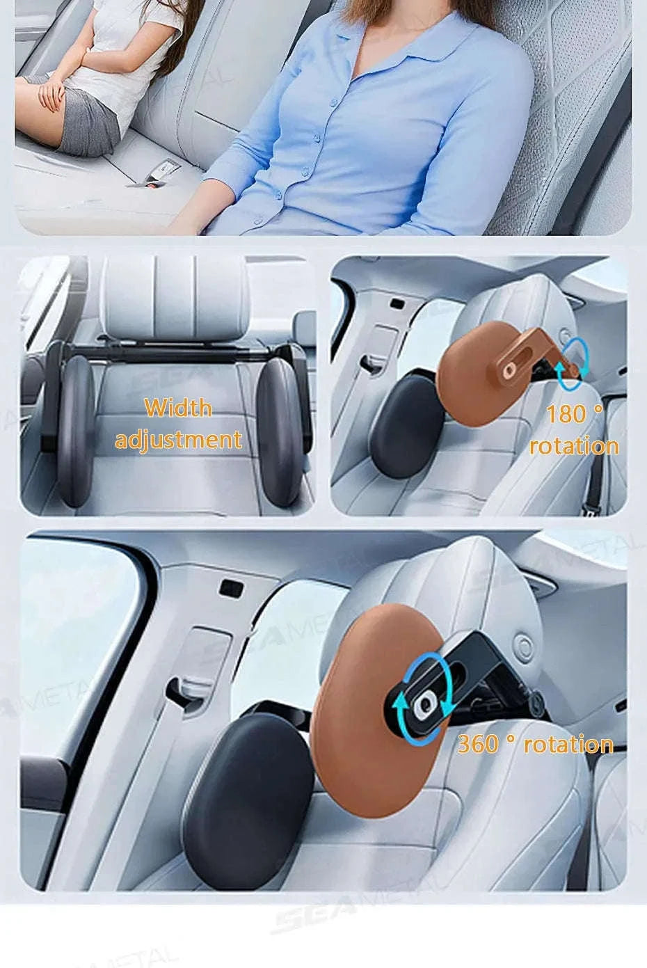 Multifunctional Car Headrest Memory Foam Neck Support Pillow-Black