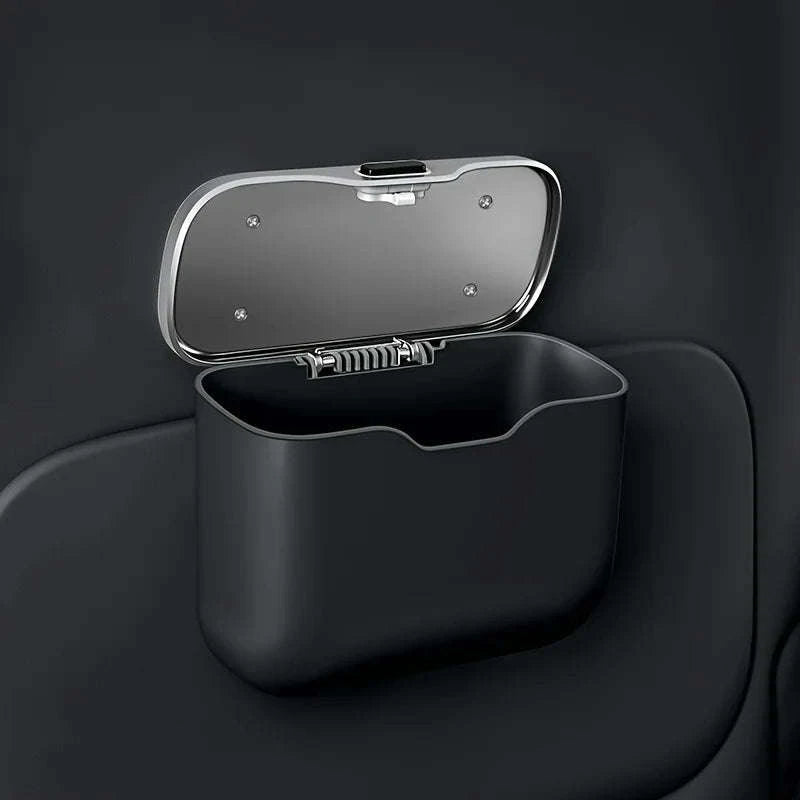 Multifunctional Car Trash Can with Lid Button-Orange