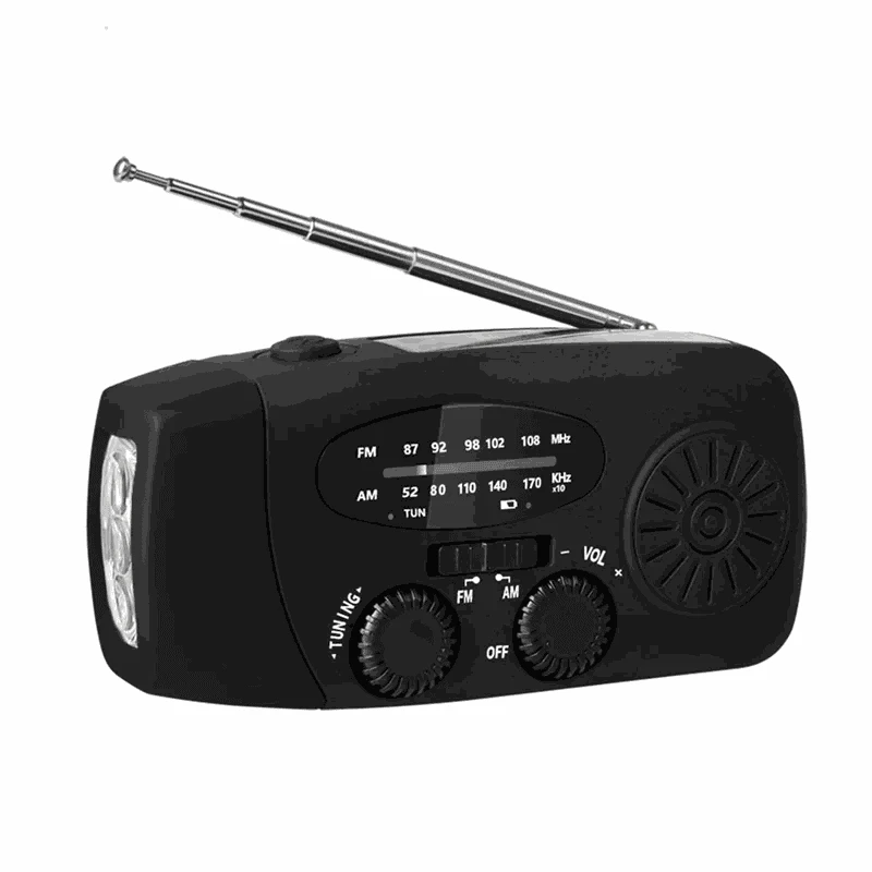 Multifunctional Emergency Hand Crank Radio with Solar Power-red