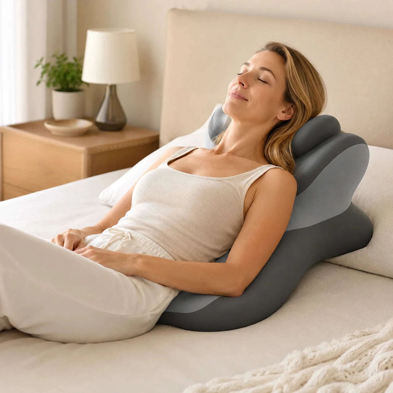 Multifunctional Memory Foam Prone Reading Pillow-Double Gray / United States