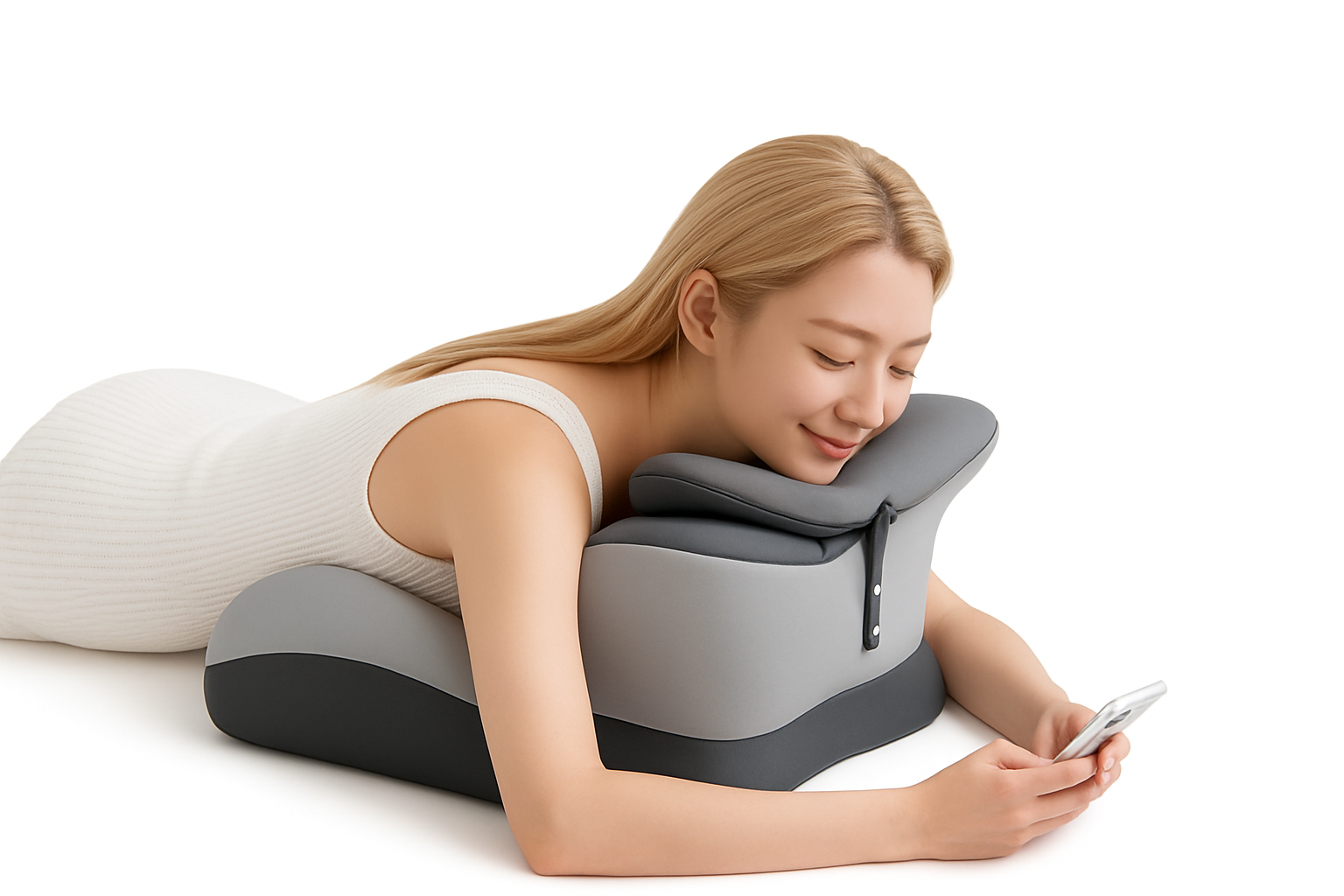 Almofada Multifuncional de Espuma de Memória para Leitura em Decúbito Ventral, Alivia a Fadiga do Pescoço e Braços, Encosto de Cabeça Removível, Antiderrapante, Ideal para Leitura na Cama Wat