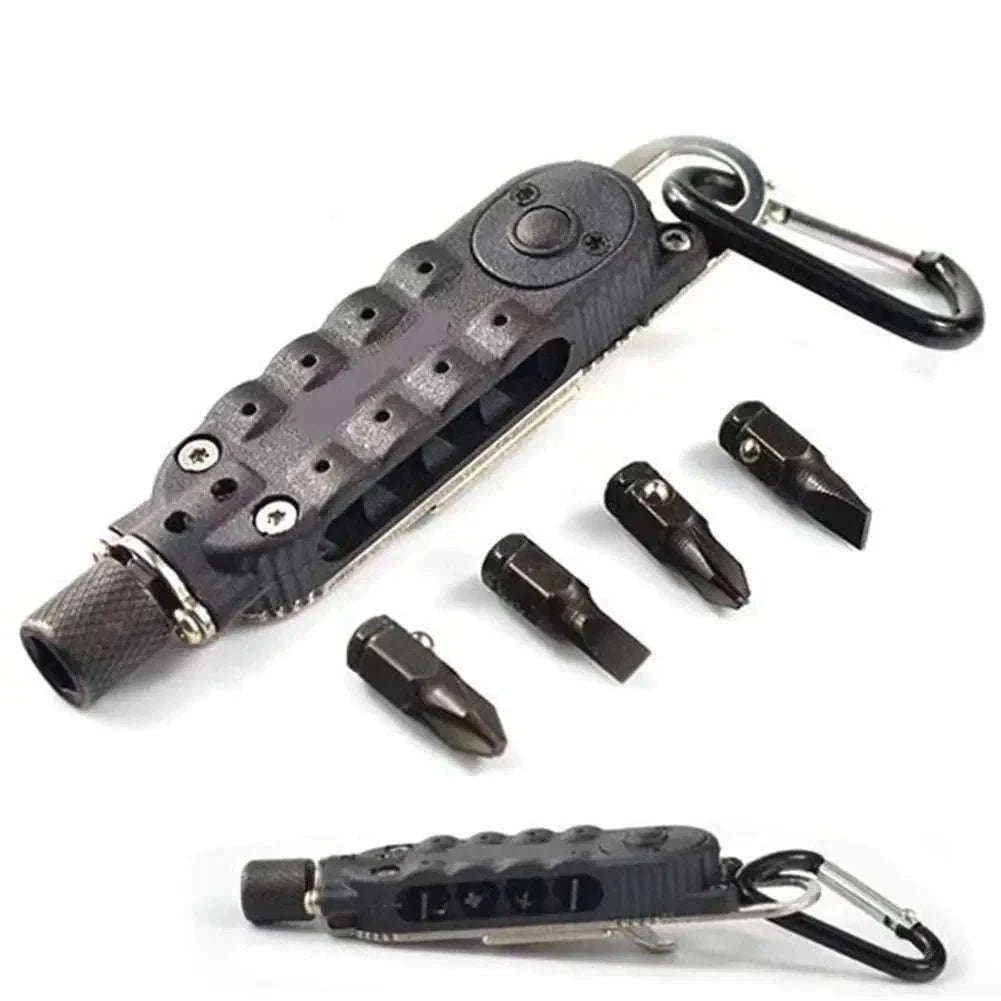 Multifunctional Mini Screwdriver Keychain Tool with LED Light-1 PCS
