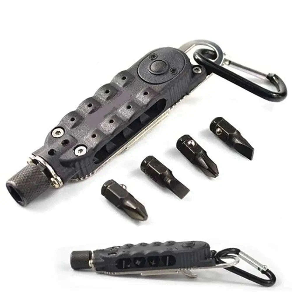 Multifunctional Mini Screwdriver Keychain Tool with LED Light-1 PCS