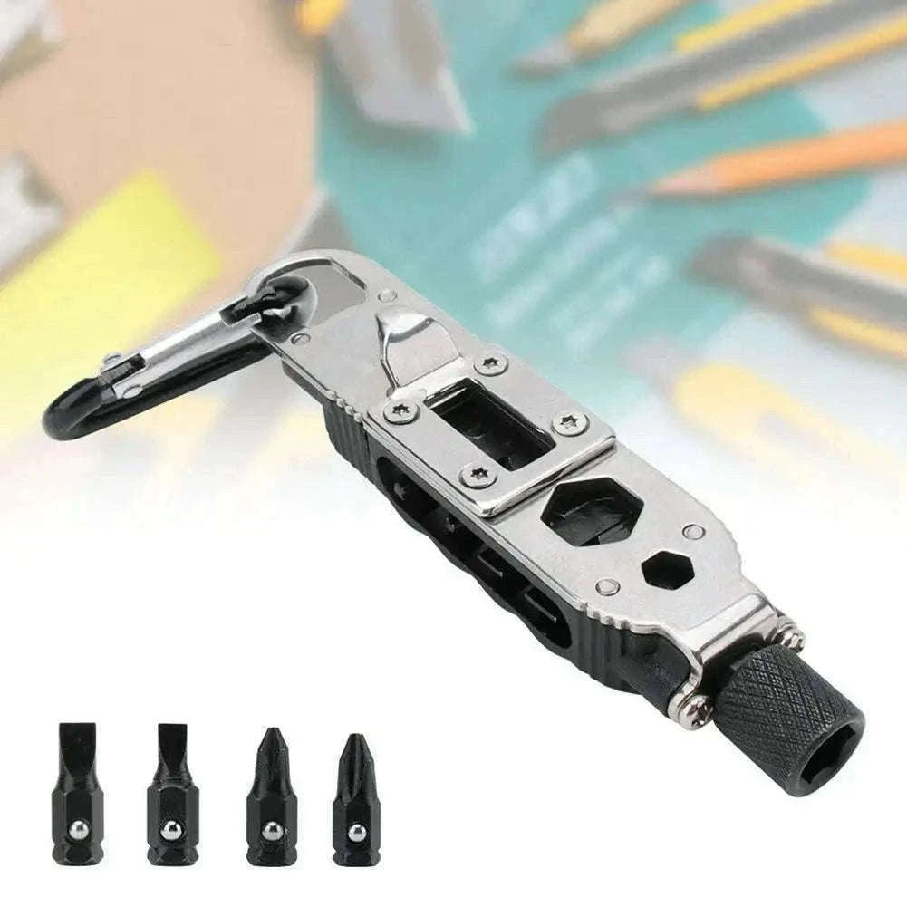 Multifunctional Mini Screwdriver Keychain Tool with LED Light-1 PCS