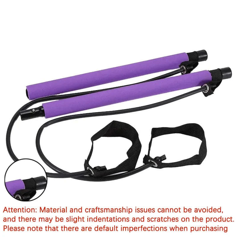 Multifunctional Pilates Bar with Resistance Bands for Home Fitness-Black