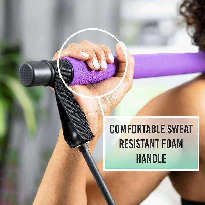 Multifunctional Pilates Bar with Resistance Bands for Home Fitness-Black