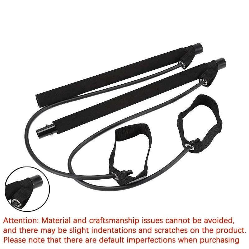 Multifunctional Pilates Bar with Resistance Bands for Home Fitness-Black