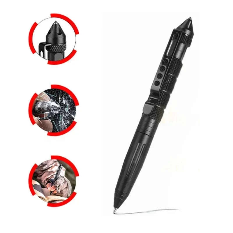Multifunctional Tactical Pen for Self‑Defense and Emergency Use-Black