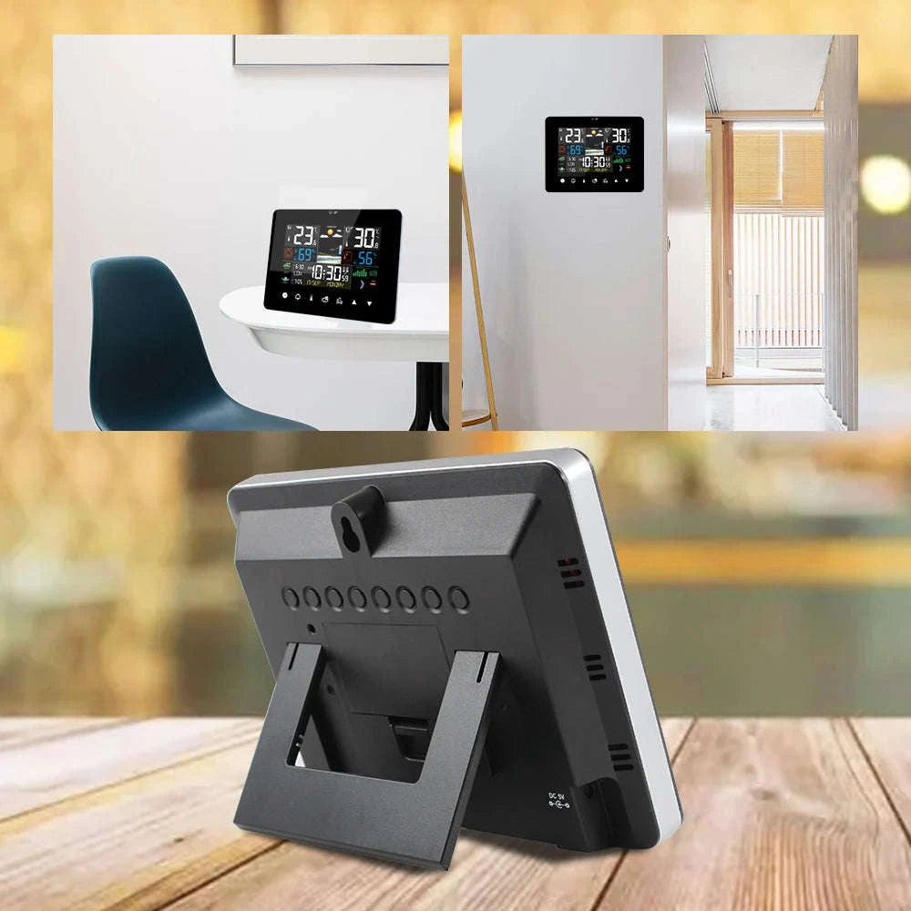 Multifunctional Weather Station Alarm Clock with Wireless Sensor-Black Sensor