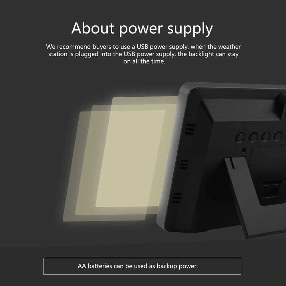 Multifunctional Weather Station Alarm Clock with Wireless Sensor-Black Sensor