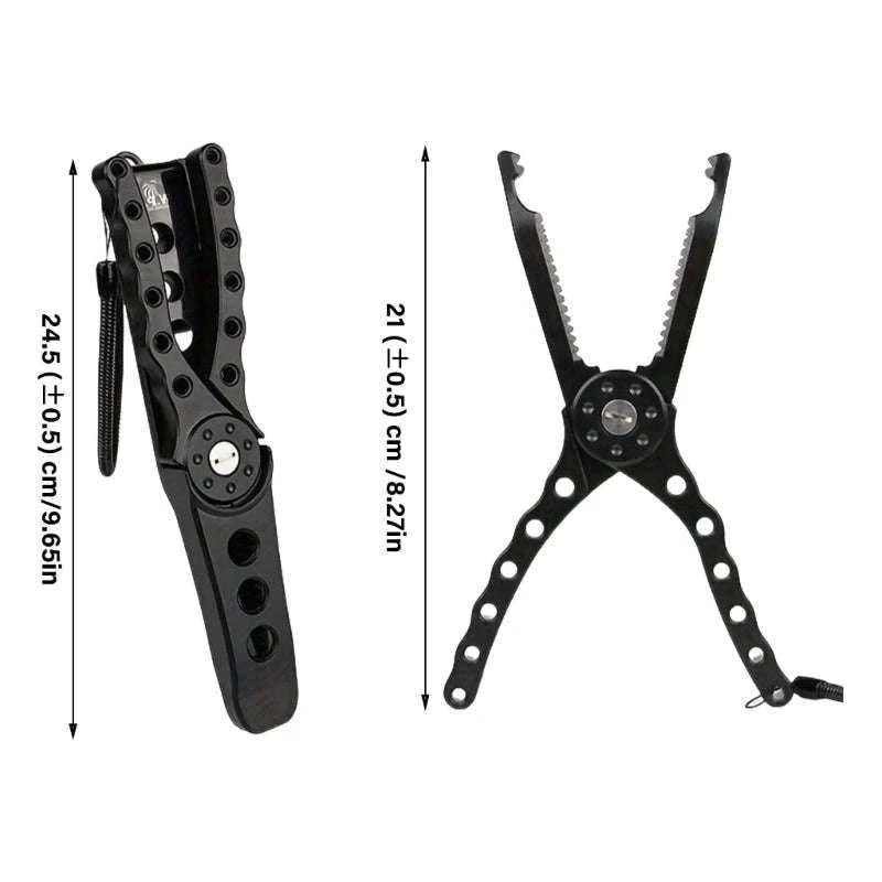 Multipurpose Fishing Pliers with Fish Grip & Hook Remover Tool-black