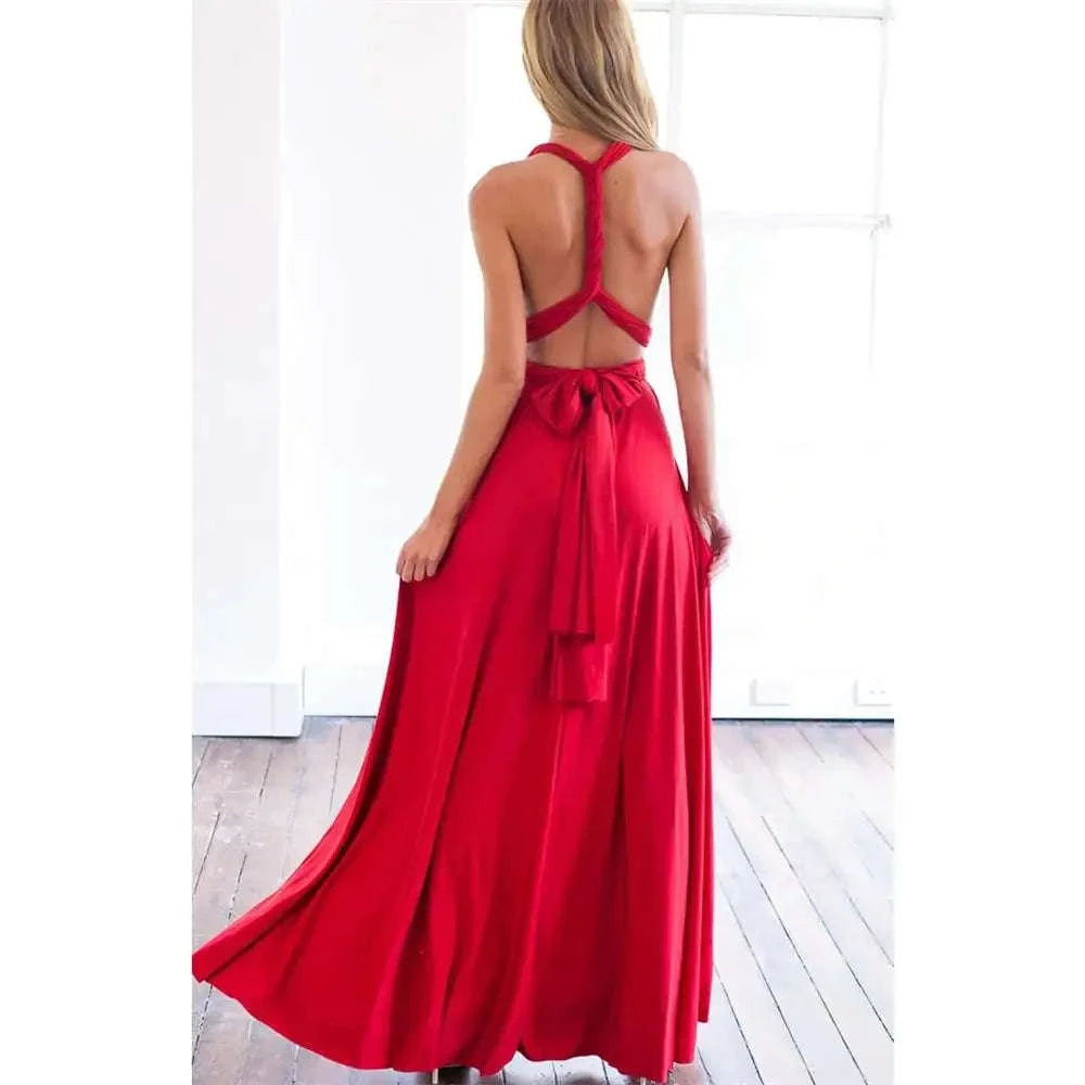 Multiway Wrap Convertible Dress-red / L