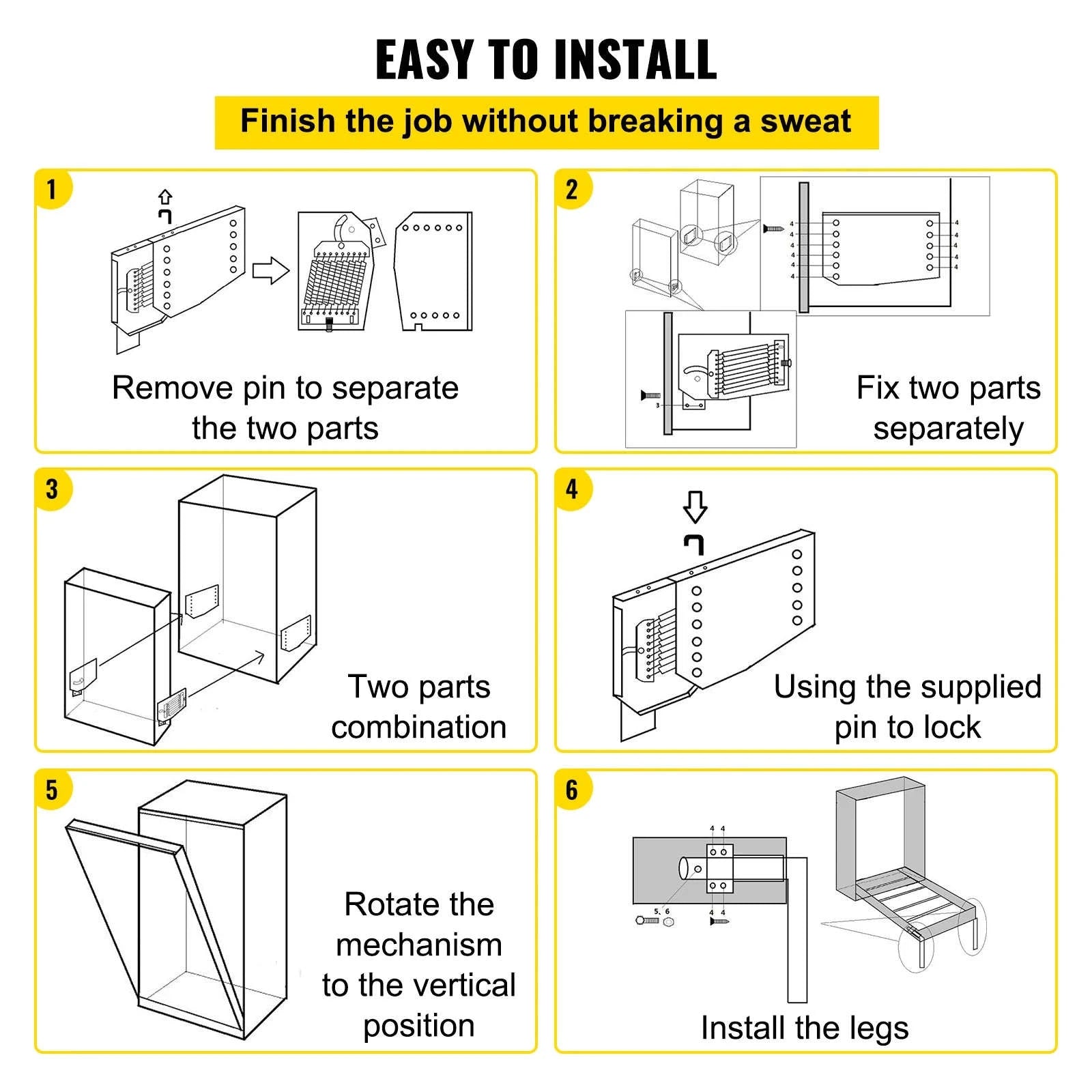 Murphy Bed Hardware Kit for Queen or King Wall Beds-Vertical / United States