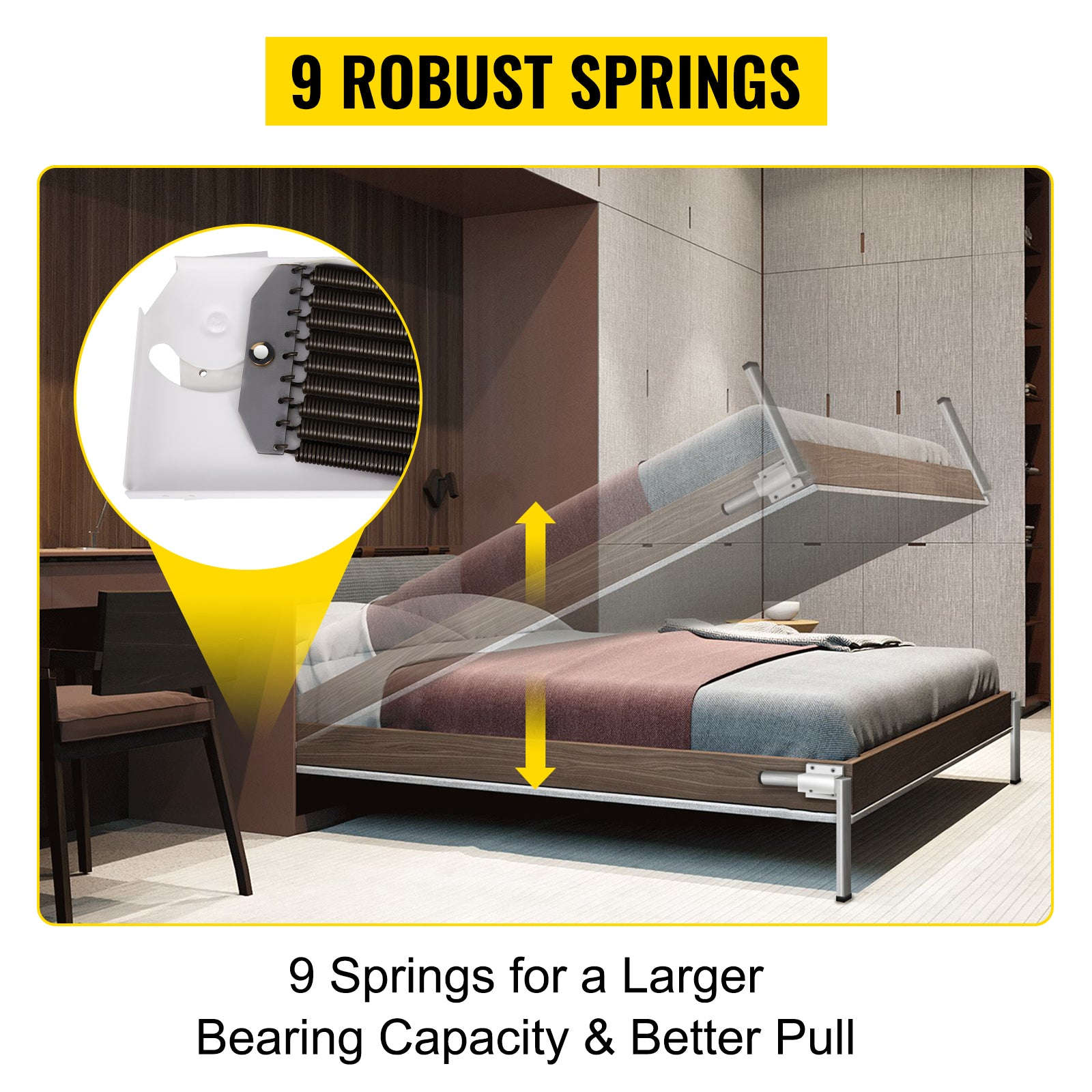 Murphy Bed Hardware Kit for Queen or King Wall Beds-Vertical / United States