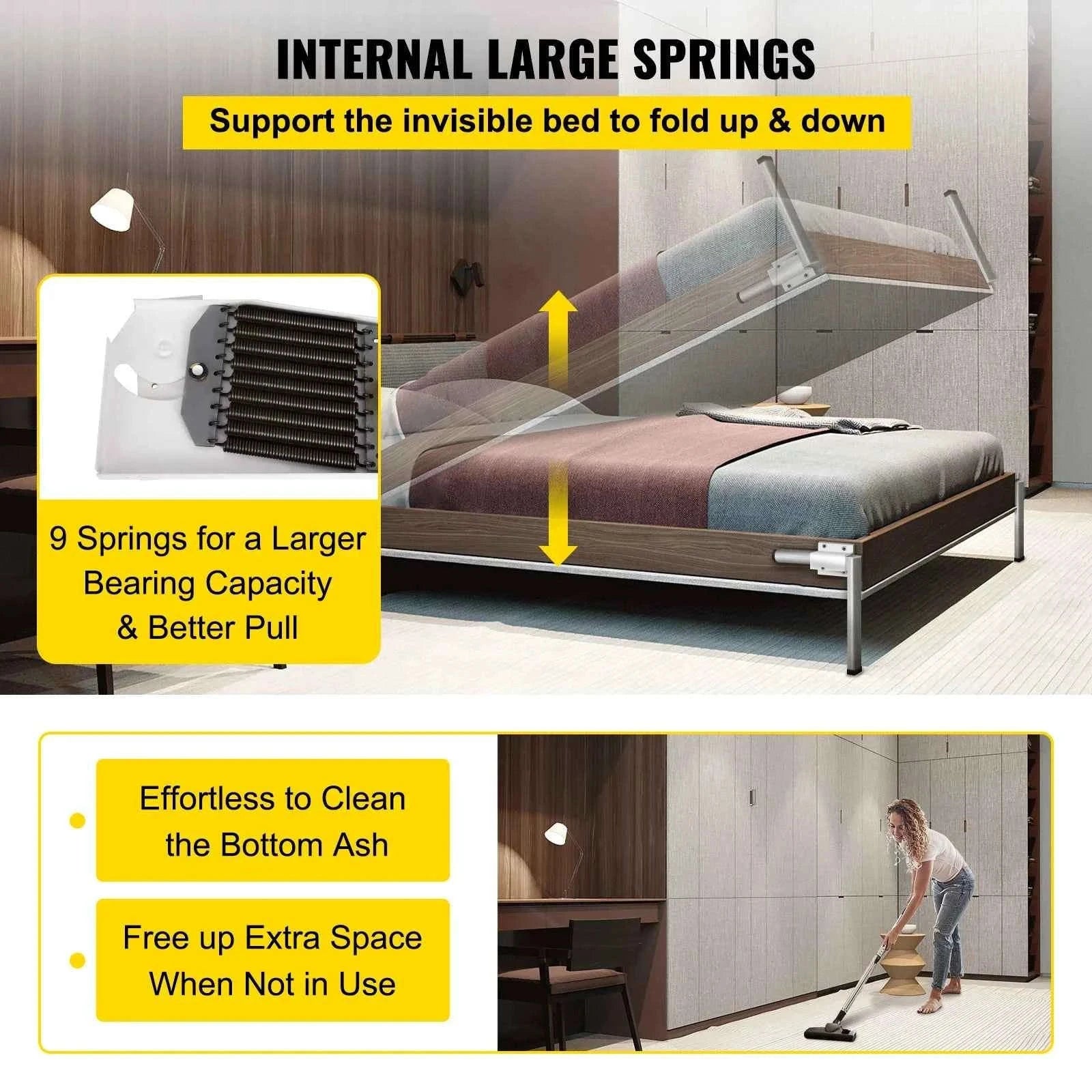 Murphy Bed Hardware Kit for Queen or King Wall Beds-Vertical / United States